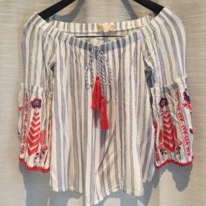 New Altar’d State Boho Bell Sleeve Crop Top Size S